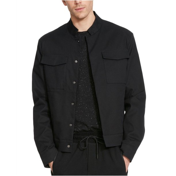 Kenneth Cole - Chaqueta militar texturizada para hombre, color negro, grande Kenneth Cole Chaqueta militar