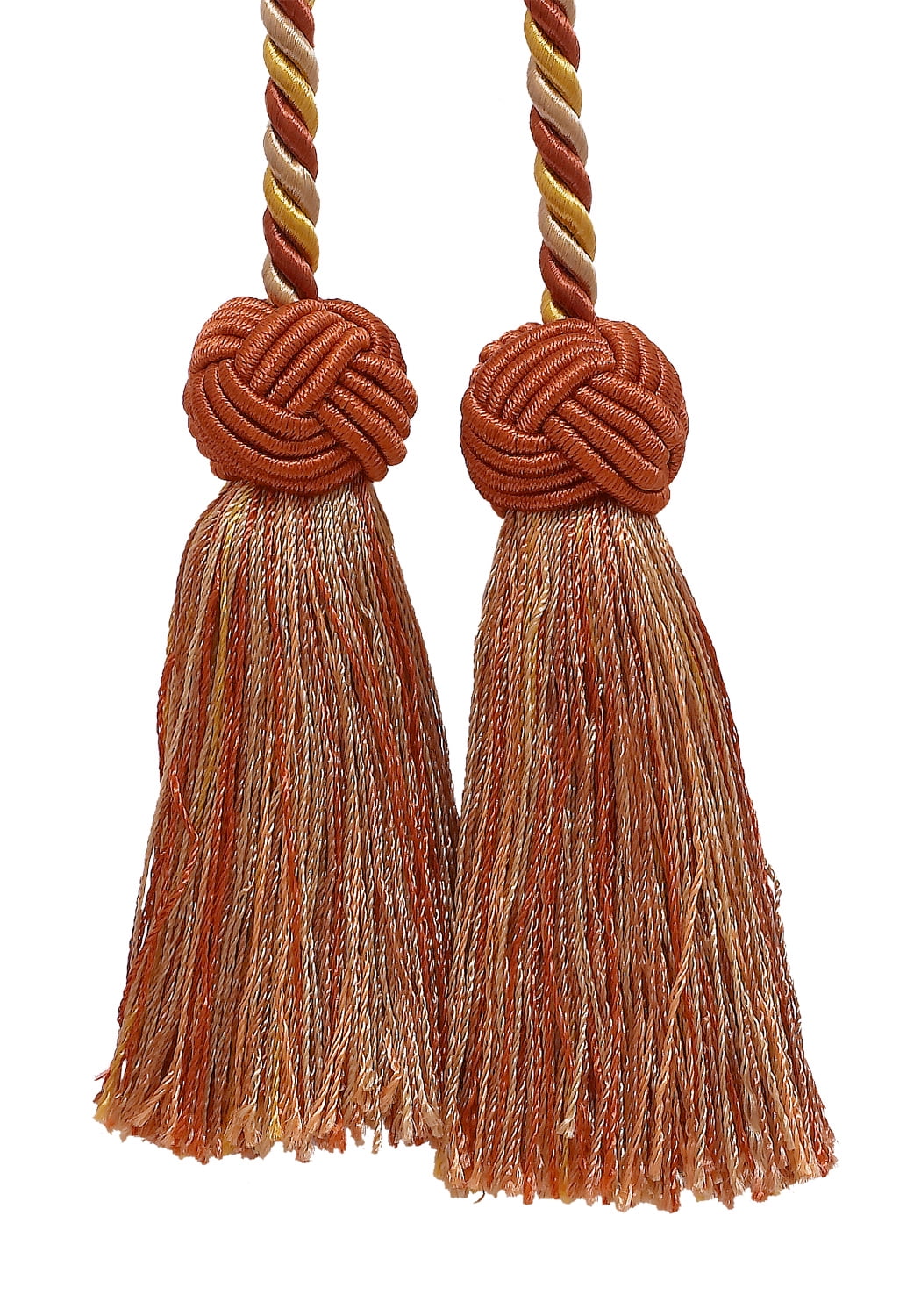 Double Tassel / RUST GOLD / Tassel Tie with 3.5 inch Tassels, Baroque