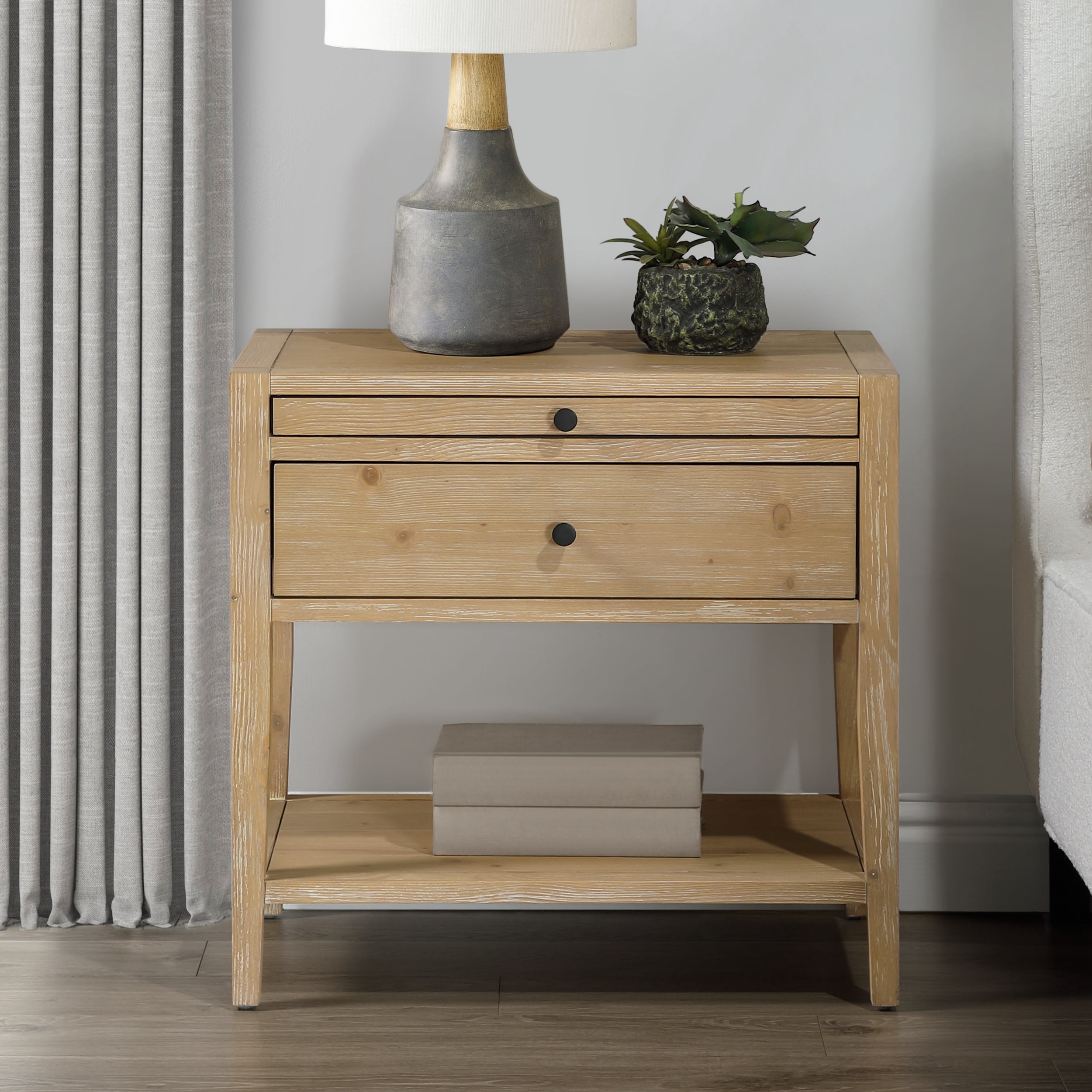 Comfort Pointe Shoreham 1-drawer Natural Finish Wood Nightstand