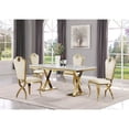 thumbnail image 4 of Lexim Faux Marble Dining Set in Cream/Gold (5-Piece), 4 of 4