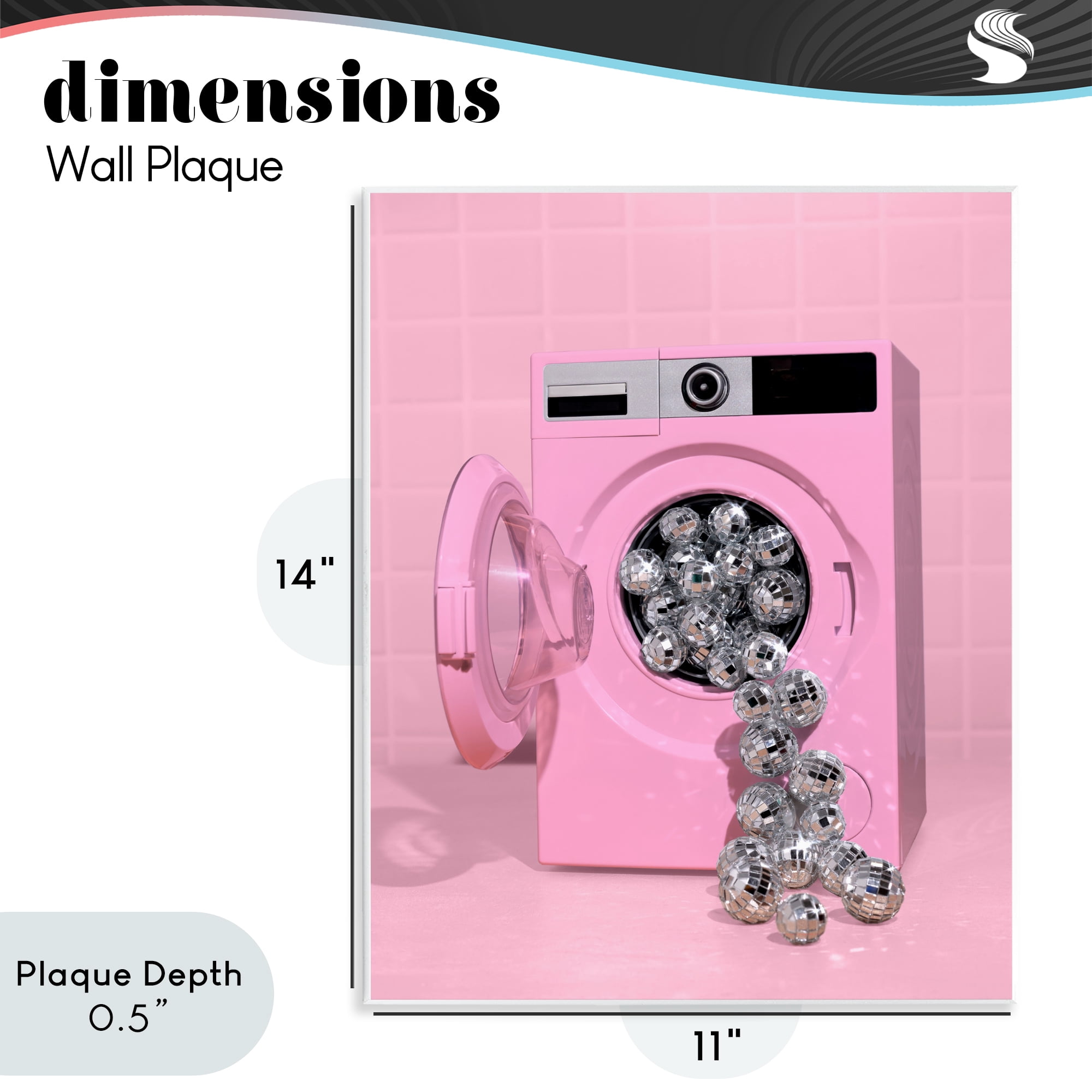 Stupell Industries Disco Laundry Machine over Pink Wall Plaque Art, design by LISH Creative