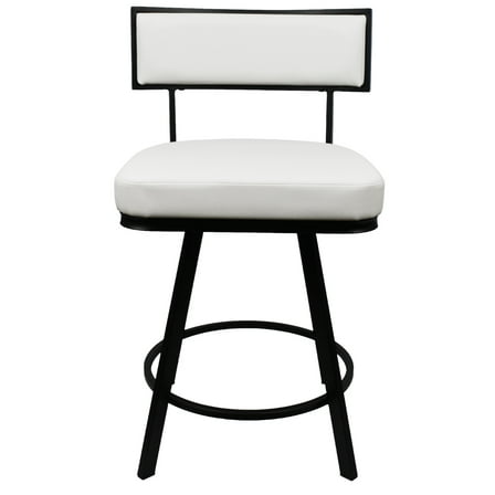 Steve Silver Zenon Modern Square Counter Chair with Metal Footrest, White/Black