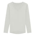 thumbnail image 4 of Comdrip V Neck Long Sleeve Shirts for Women, Women's Fall & Winter V Neck Long Sleeve Knit Sweater Loose Fit Plus Size Pullover Top for Casual Daily Wear Womens Long Sleeve T Shirts White M, 4 of 4
