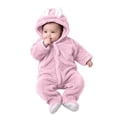thumbnail image 2 of Soft Plush Fleece Onesie With Cozy Warmth Toddler Baby Boys Girls Color Cute Bear Ears Winter Keep Warm Jumpsuit Romper Pink 0 Months, 2 of 9