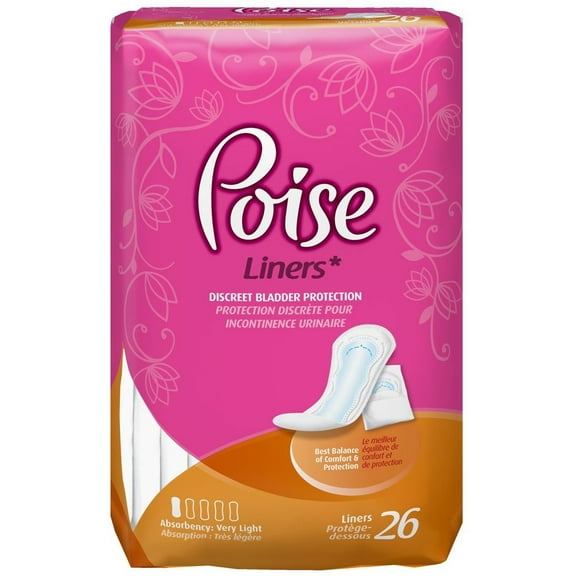 Poise Pantyliners Very Light Asborbency 7-1/2'' Regular -Bag of 26, 6 Pack