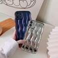 thumbnail image 3 of Compatible with iPhone 13 Pro Case,Cute 6D Water Ripple Pattern Curly Wave Frame Soft TPU Back Full Body Screen Camera Protective Cover Bumper Shockproof case for Women and Girls-Silver, 3 of 6