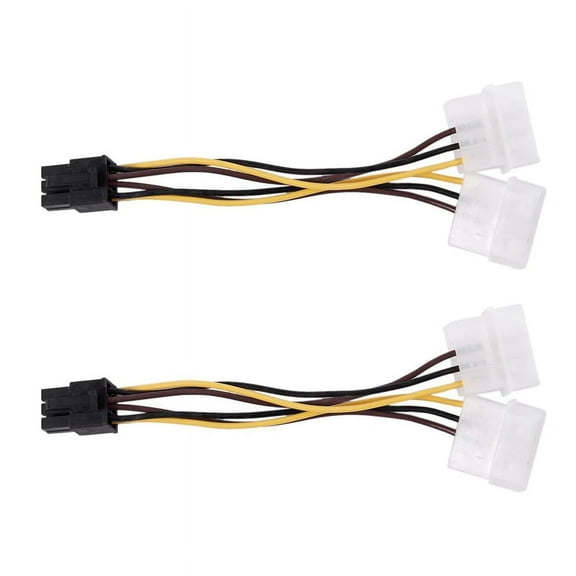 2X A Dual 4-Pin Molex IDE to 6 Pin PCI-E Graphic Card Power Connector Cable Adapter