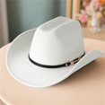 thumbnail image 4 of RUINIXCW Western Cowboy Hat for Men Women Cowgirl Hat Classic Felt Roll Up Fedora Hat with Buckle Belt Wide Brim Jazz Hat Themed Party Cap Wedding Party Costume, 4 of 8