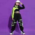thumbnail image 4 of Traje de hip hop para niñas, disfraces de jazz, vestuario de escenario para niños, desfile de baile, ropa de moda con costuras expuestas al ombligo, 4 of 5