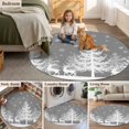 thumbnail image 6 of Winter White Elk Round Living Room Rugs 6 ft, Christmas Tree Snowflake Gray Background Washable Area Rug with Non-Slip Sturdy Edge Binding Round Carpet for Kitchen Office Bedroom, 6 of 9