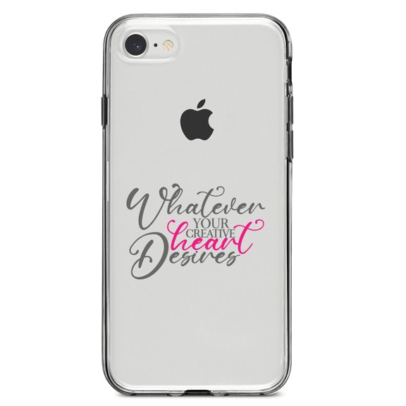 DistinctInk Clear Shockproof Hybrid Case for iPhone 7 8 SE (2020 Model) 4.7" Screen TPU Bumper Acrylic Back Tempered Glass Screen Protector - Whatever Your Creative Heart Desires