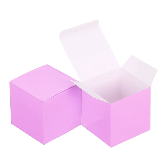 Uxcell Gift Boxes with Lids, (4x4x4 Inch, Purple) (24 Pcs), Cardstock Foldable Bridesmaid Proposal Wrap Small Candy Box for Birthday Presents Wedding Graduation Holiday Craft