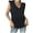 Black, variant on HUANBAI Ladies Solid Sleeveless V Neck T Shirt With Shoulder Pad Loose Vest Cotton Tank Top