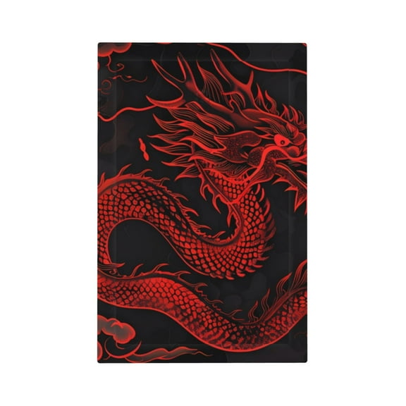 Fuzoiu Red Dragon On Black Print Single Duplex Outlet Cover Plate, Light Switch Cover, for Receptacle Light Switch, Switch Cover Decorative Wallplate-Style V