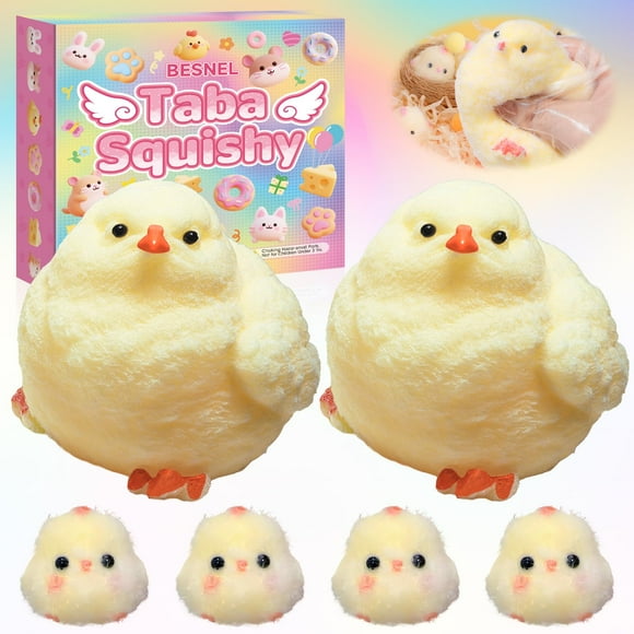 Squishy Toys BESNEL Big Taba Chick, 8 cm, 6 unidades, para niños y adultos