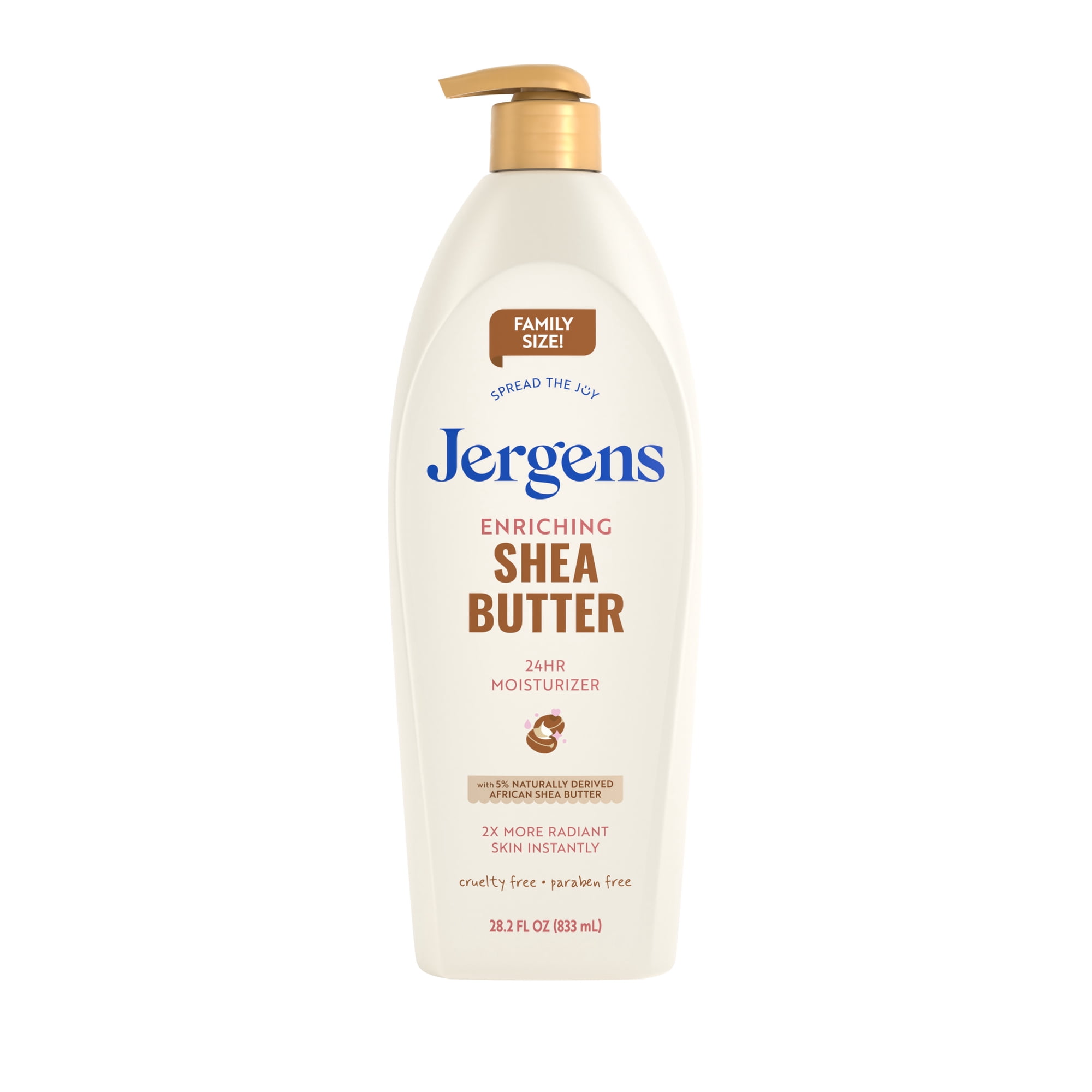 Jergens Shea Butter Hand and Body Lotion, Dry Skin Moisturizer, Dermatologist Tested, 28.2 fl oz