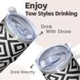 thumbnail image 4 of 20oz Stainless Steel Tumbler with Handle, Geometric Textured Design, Double Wall Insulated Travel Coffee Mug, Leak-Proof Straw Lid, 4 of 5