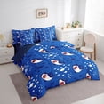 thumbnail image 2 of Feelyou Ocean Shark Bedding Comforter Set for Kids Boys Girls, Cartoon Sea Wildlife Queen Bedding Sets, Navy, Blue Reversible, 7-Piece, 2 of 7