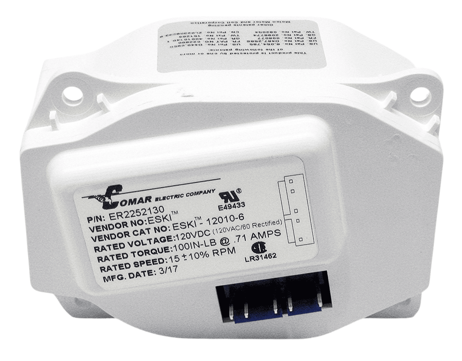 WP2252130, Ice Auger Gear Motor fits Roper, Kenmore, Whirlpool
