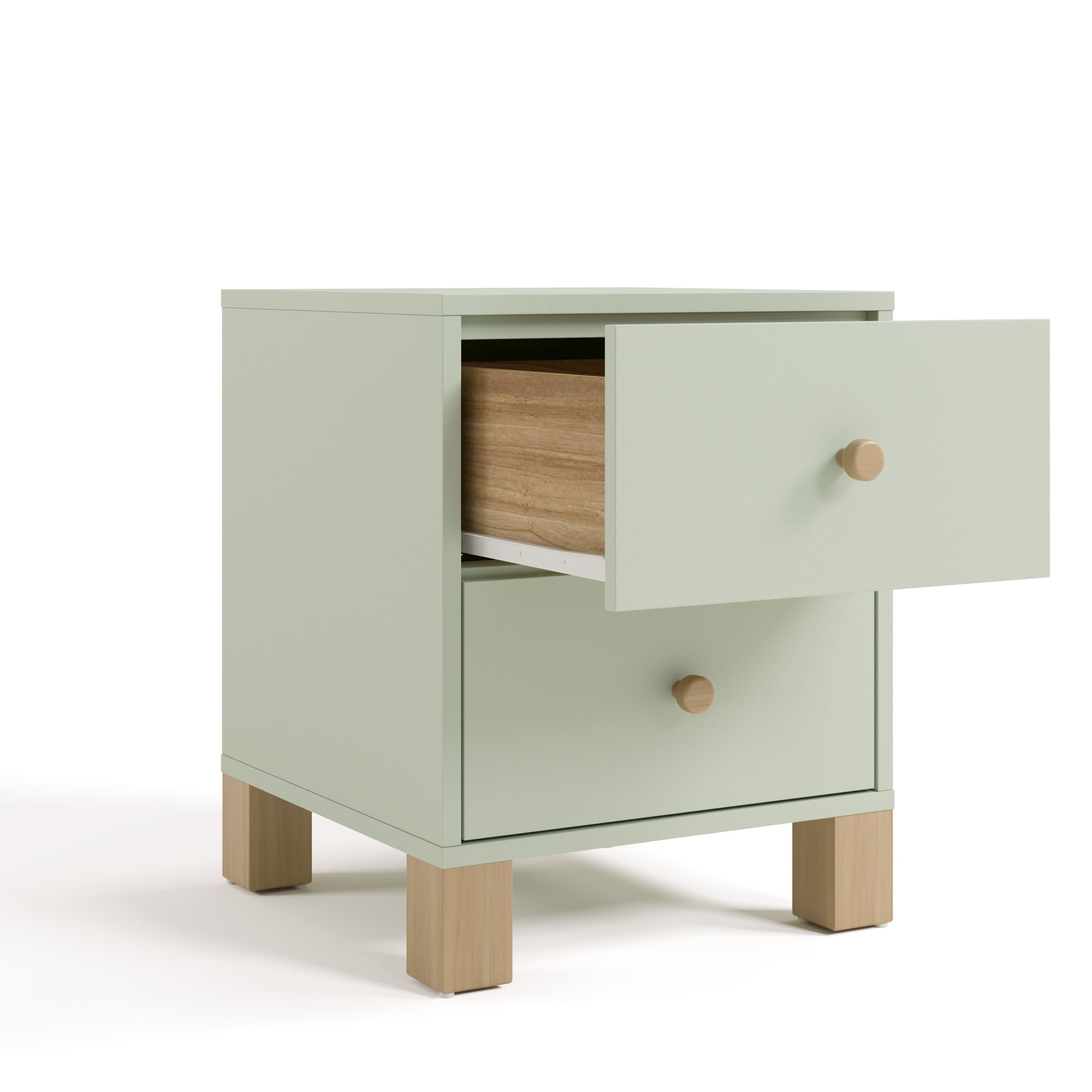 Storkcraft California 2 Drawer Nightstand, Sage and Driftwood