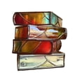 thumbnail image 4 of Maceta decorativa con forma de libro, diseño de arcoíris brillante, resina, libros inclinados, torre 4 capas, 4 of 9