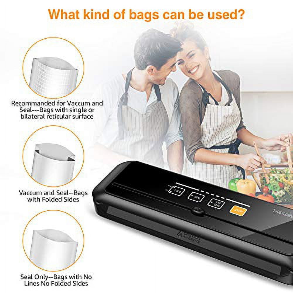 MEGAWISE 80kPa Vacuum Sealer, One-Touch Automatic Food Saver with Dry Moist  Fresh Modes, Portable Vacuum Sealing Machine with 10 Vacuum Bags & Cutter 