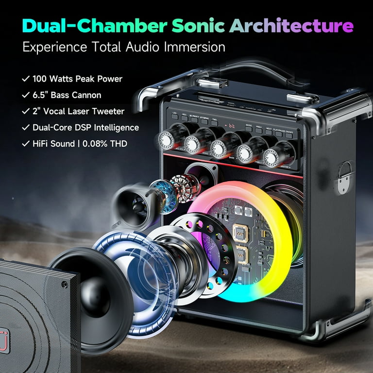 JAUYXIAN Bluetooth Speaker with Microphone Portable Outdoor