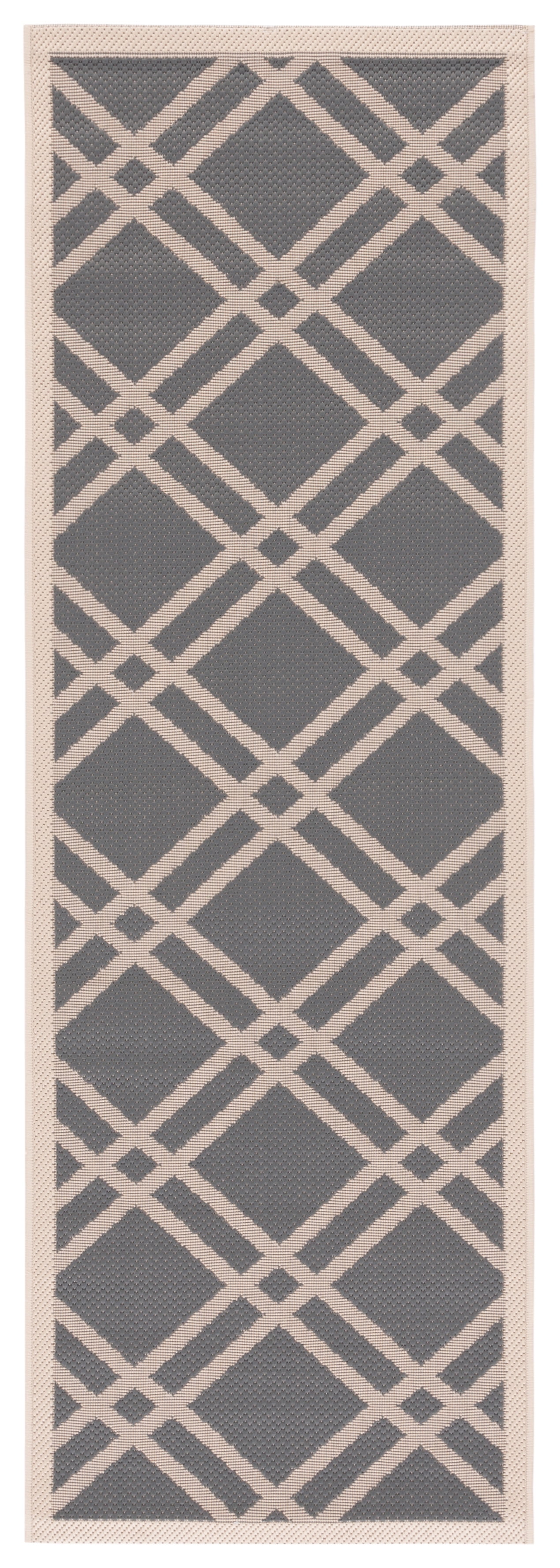 Safavieh Courtyard Jasper Geometric Indoor/Outdoor Runner Rug, Anthracite/Beige, 2'3" x 10'