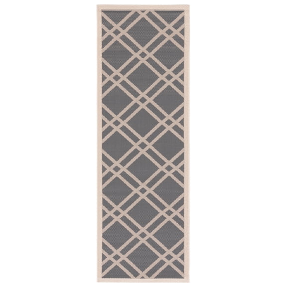Safavieh Courtyard Jasper Geometric Indoor/Outdoor Runner Rug, Anthracite/Beige, 2'3" x 10'