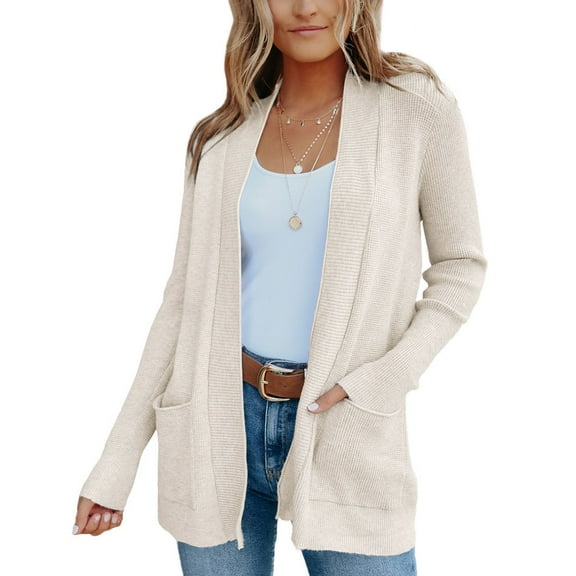 Womens Sweater Cardigans Casual Classic Knit Outerwear with Pockets