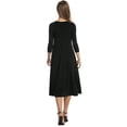 thumbnail image 2 of keepw Robe Femme Col Rond Automne Costume Manches Mi-Longues Grande Robe Évasée, Vert, S Noir S, 2 of 6