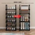 thumbnail image 3 of Shoe Rack, Metal Storage Organiser Stand Durable Large Capacity Removable Space Saving Free Standing Display Rack Vertical Shoe Stand For Closets, Hallway, Bedroom, Entryway, Black, 3 of 8