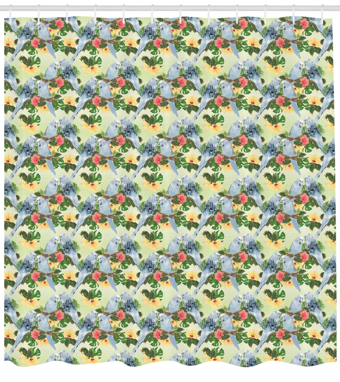Floral Shower Curtain Hibiscus Flower Pastel Print for Bathroom