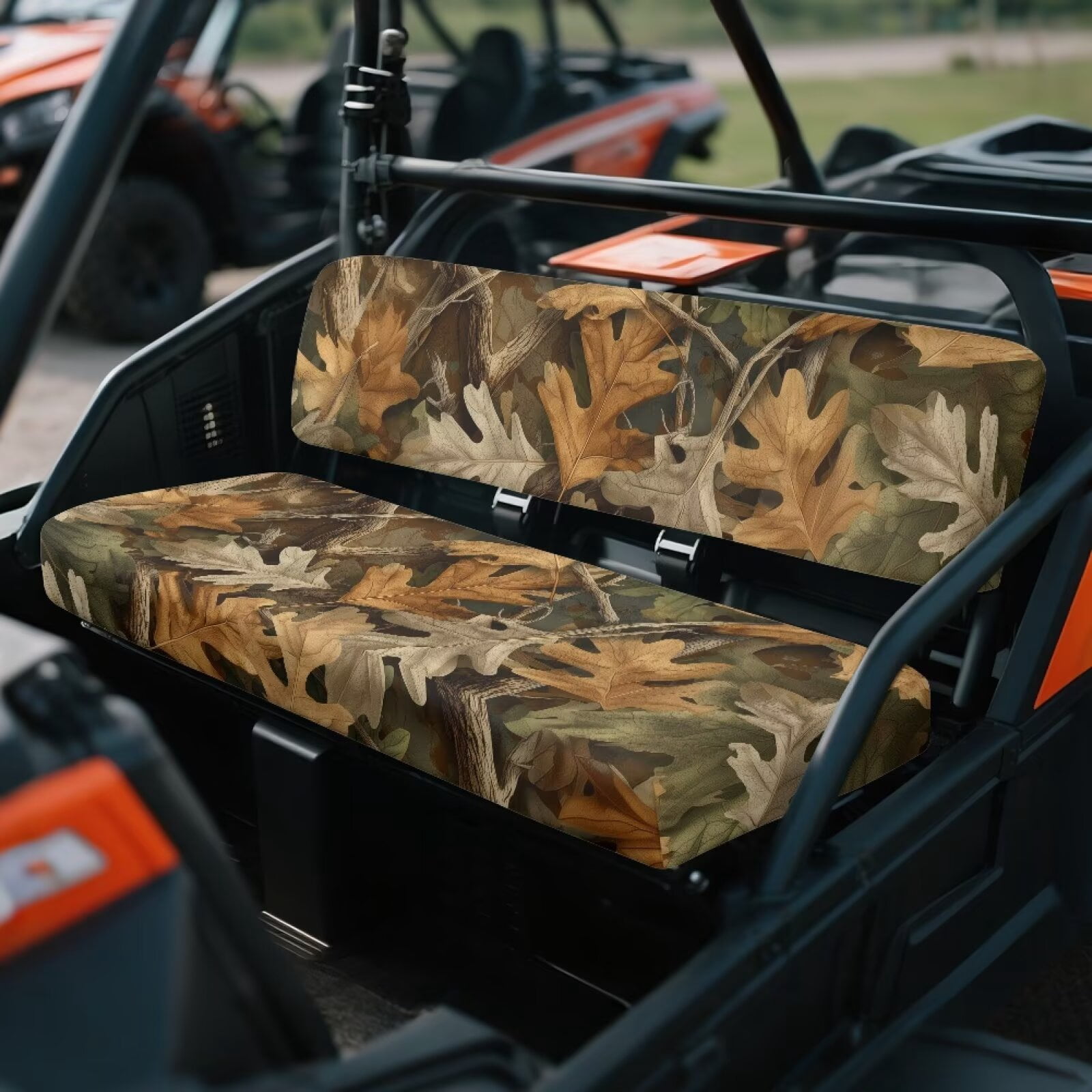 XYZCANDO Brown Camo Forests Seat Cover for UTV Set 2 Pcs UTV Front Bench Seats Cover Compatible with Kawasaki Mule 4000 Breathable Bench Seat Covers Accessories Easy-Clean