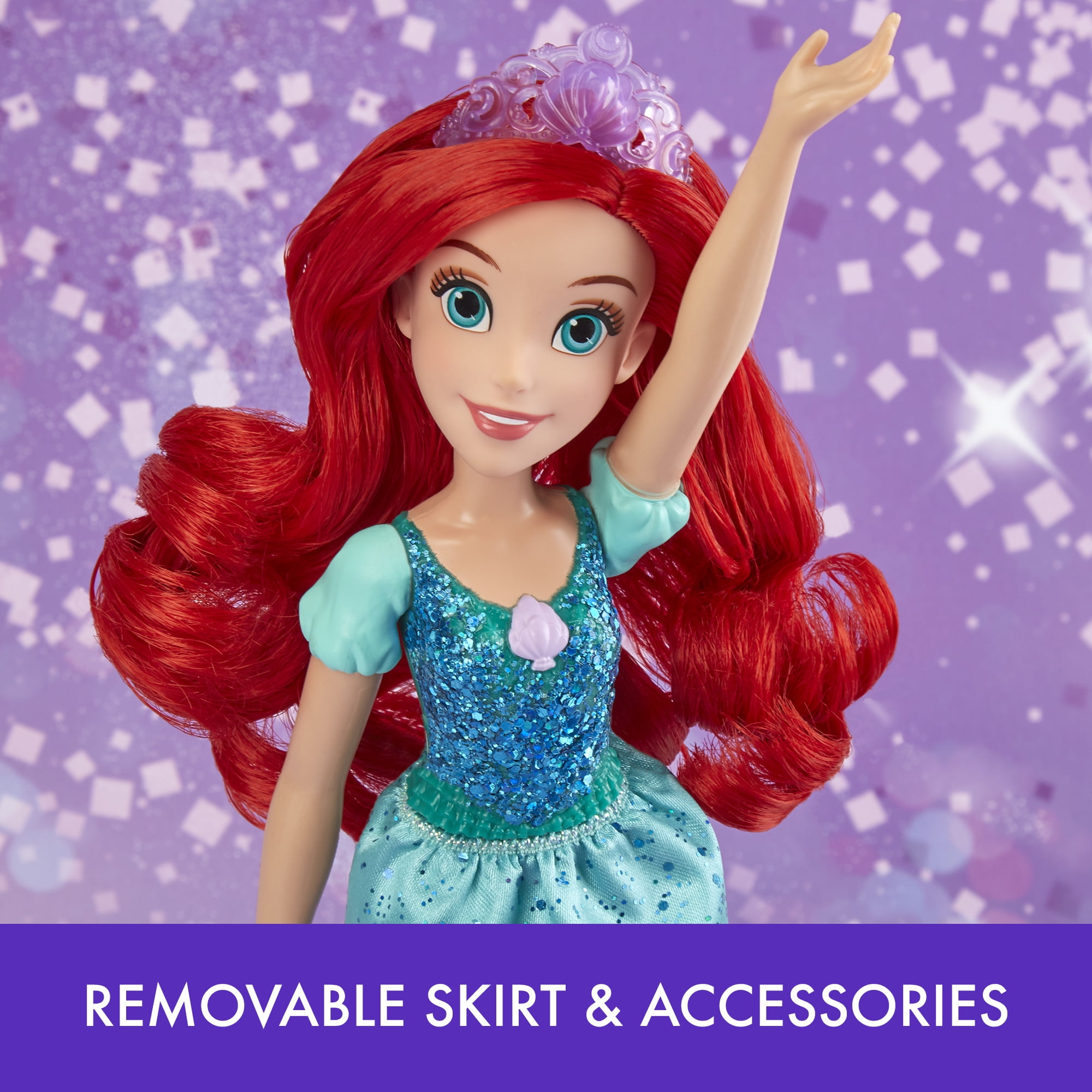 Disney Princess Royal Shimmer Ariel with Sparkly Skirt, Tiara, Shoes -  Walmart.com