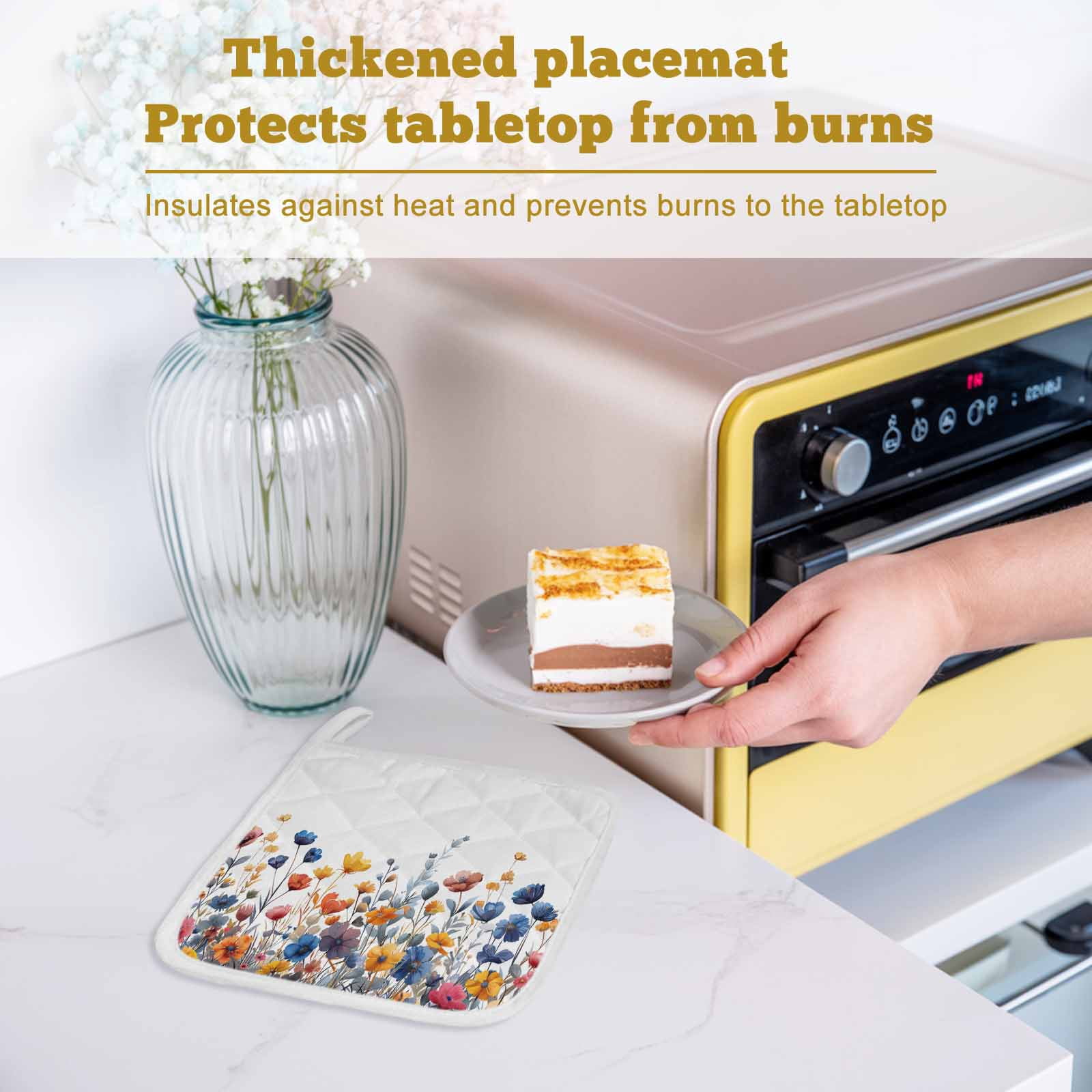Colorful Spring Floral Pot Holders for Kitchen Heatproof Potholder, 5 Pack Elegant Summer Botanical Watercolor Hot Pads Multipurpose Oven Pads Cloth Potholders Trivet for Cooking Baking