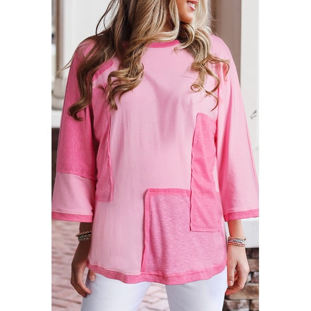 a.Jesdani Boho Chic Plus Size Tee: Oversized, Ppatched, & Comfortable!