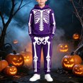 thumbnail image 6 of HAYIMI Boys Girls Halloween Skeleton Printed 2 Piece Outfit Set, Long Sleeve Hooded Sweatshirt with Graphic Joggers Pants, Kids Holiday Loungewear Tracksuit Clothes Sets, 6 of 9