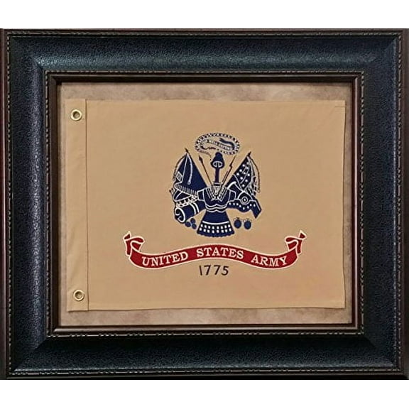 Framed United States Army Flag with Grommets | Real Cotton Cloth Embroidered Flag | 27L X 31W" Inches