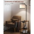 thumbnail image 6 of Floor Lamp with Table, End Table with Lamp, Shelves, Charging Station(USB & AC Port), 3-Color Temperature LED Bulb, Side Table Lamps for Living Room, Bedroom, Office, Rustic Brown, 6 of 9