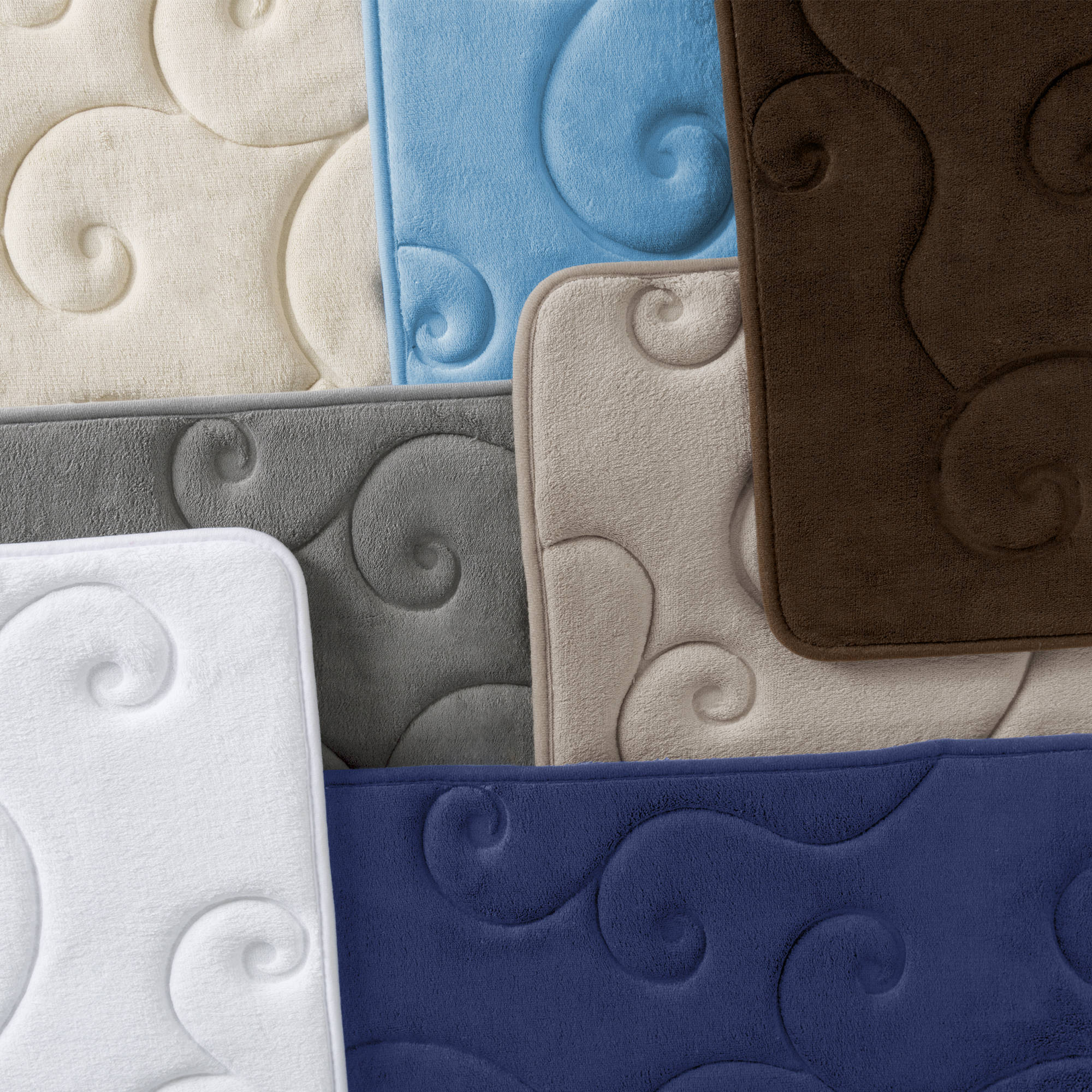 Somerset Home Memory Foam Bath Mat Set, 2-Pieces, Coral Fleece Embossed Pattern