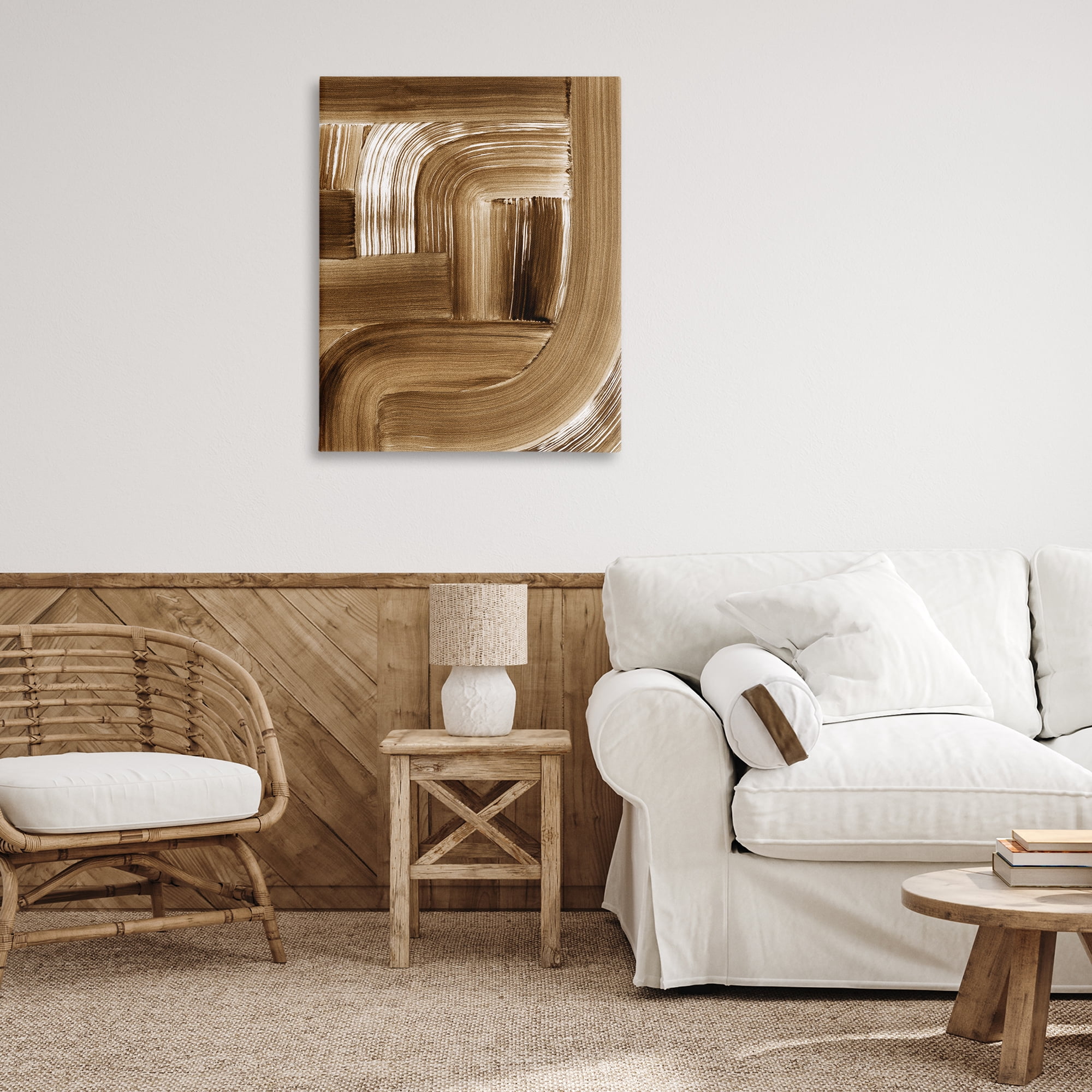 Stupell Industries Brown Curved Arches Abstract Painting Gallery Wrapped Canvas Art Print Wall Art, 30 x 40