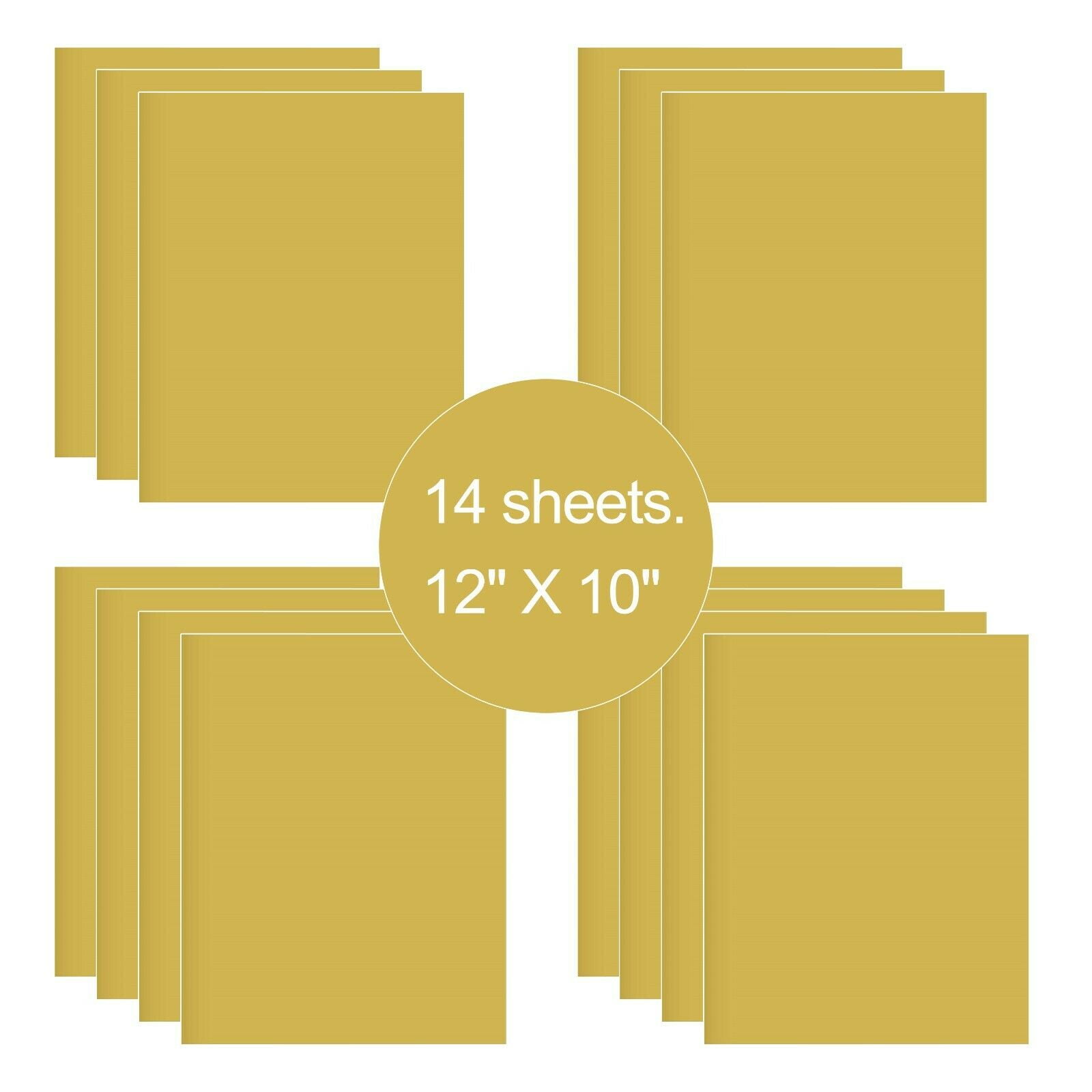 14 Sheets Gold 12" x 10" Pre Cut HTV Iron On Heat Transfer Vinyl Paper for T-Shirts Cricut Silhouette