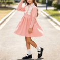 thumbnail image 5 of Fesfesfes Girls Round Neck Bow Detail Knit Sweater Dress Button Front Pleated A-Line Casual Winter Fall Outfit for School Daily Wear Ages 1-8 Years, 5 of 9