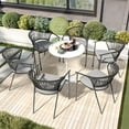 thumbnail image 2 of Dextrus Set of 6 Outdoor Dining Chair with Cushion, All-Weather Stackable Patio Bistro Chair Rope Woven Design - Gray, 2 of 10