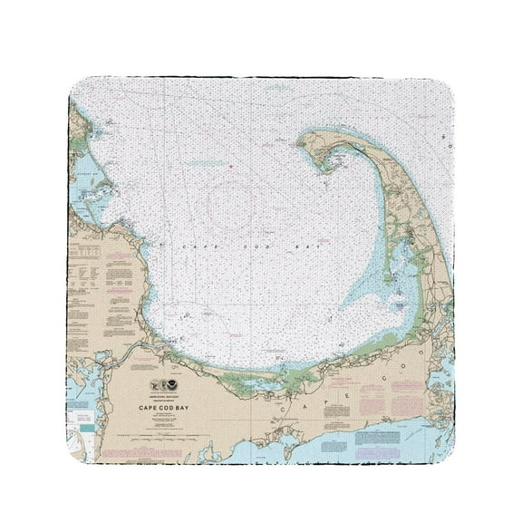 Betsy Drake CT13246 4 x 4 in. Cape Cod Bay, MA Nautical Map Coaster - Set of 4