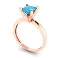 thumbnail image 2 of Solitaire Engagement Ring for Women - 1ct Simulated Turquoise in 18K Rose Gold Promise Ring, 2 of 6