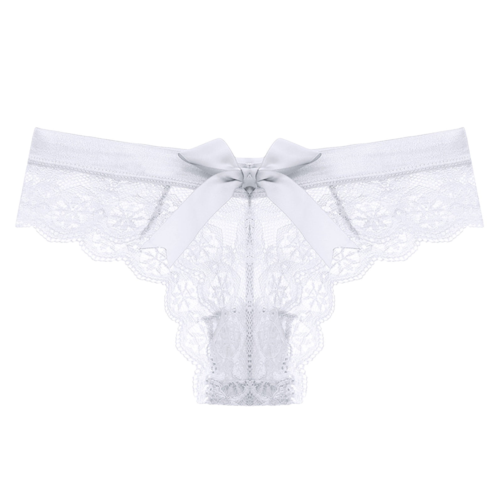 TAIAOJING G String Thongs for Women Hollow Lace Thong Bow Christmas Waist  Comfortable Breathable Underwear T-back Panties with Lace Trim Low Rise