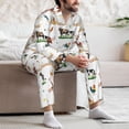 thumbnail image 7 of Yiaed Cute Farm Print Men’s Pajamas Set - Long Sleeve Button Down Sleep Shirt and Pajama Bottoms Sleepwear Set Mens Pjs Sets Men's Pajama Bottoms-Large, 7 of 7