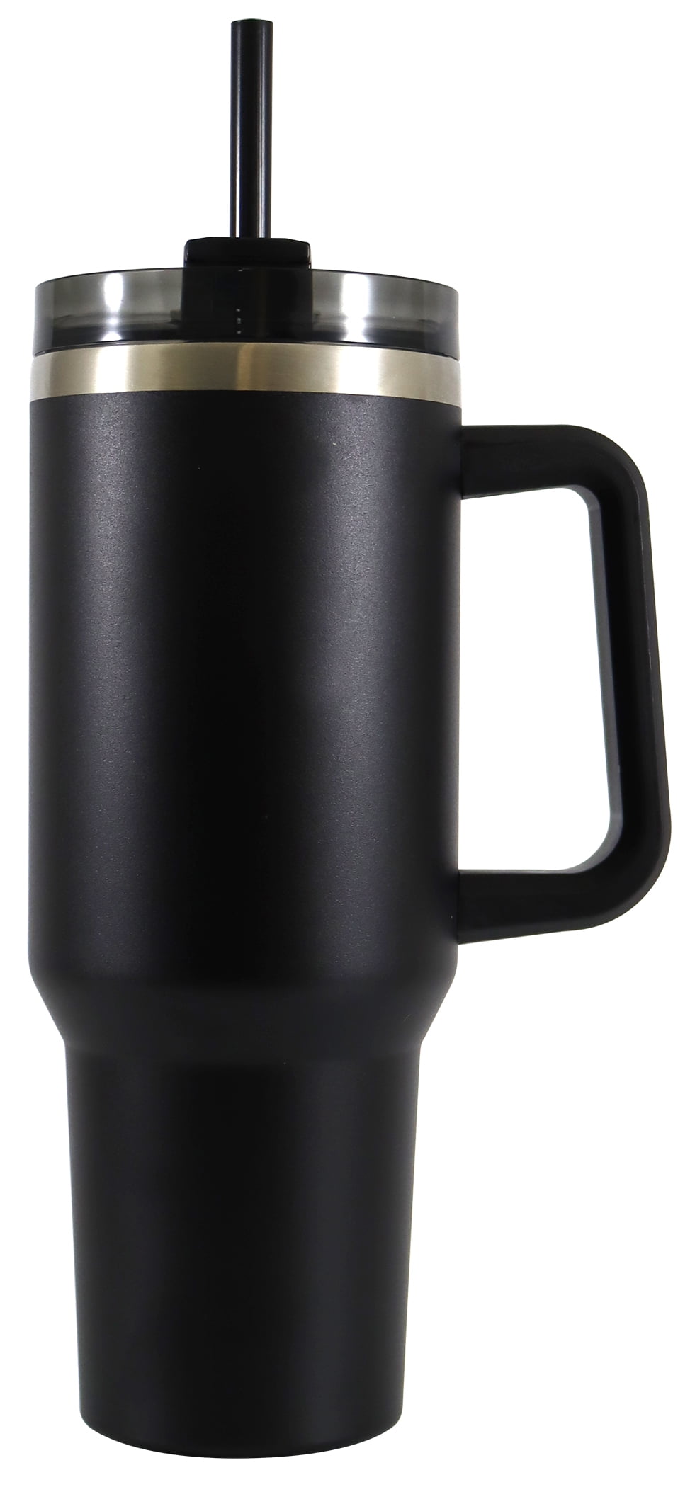 Mainstays 40 oz Stainless Steel Tumbler with Straw, Handle and Double-Wall Insulation, Black